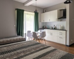Ośrodek Róża Wiatrów w Węgorzewie - studio z aneksem kuchennym wyjście do ogrodu , noclegi Węgorzewo Ośrodek Róża Wiatrów w Węgorzewie - studio z aneksem kuchennym